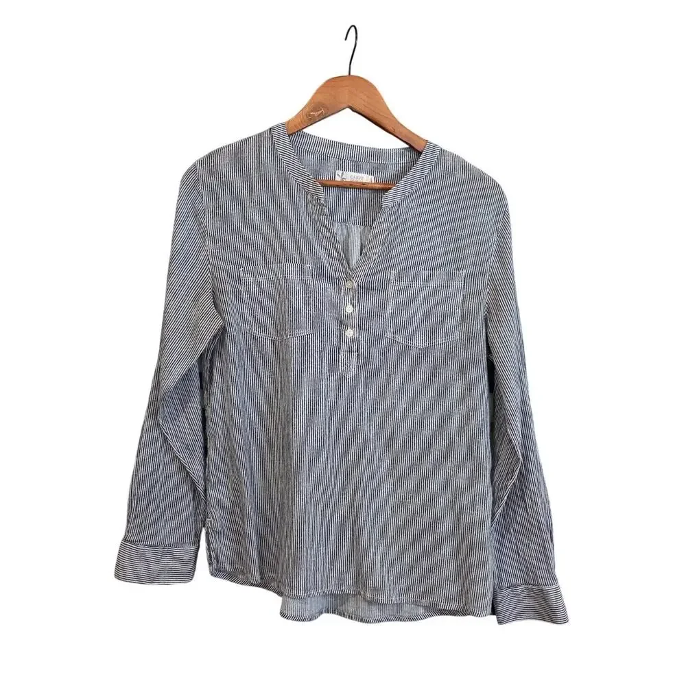 Carve Designs Dylan Gauze Shirt Navy Mini Stripe Size S - Picture 4 of 7